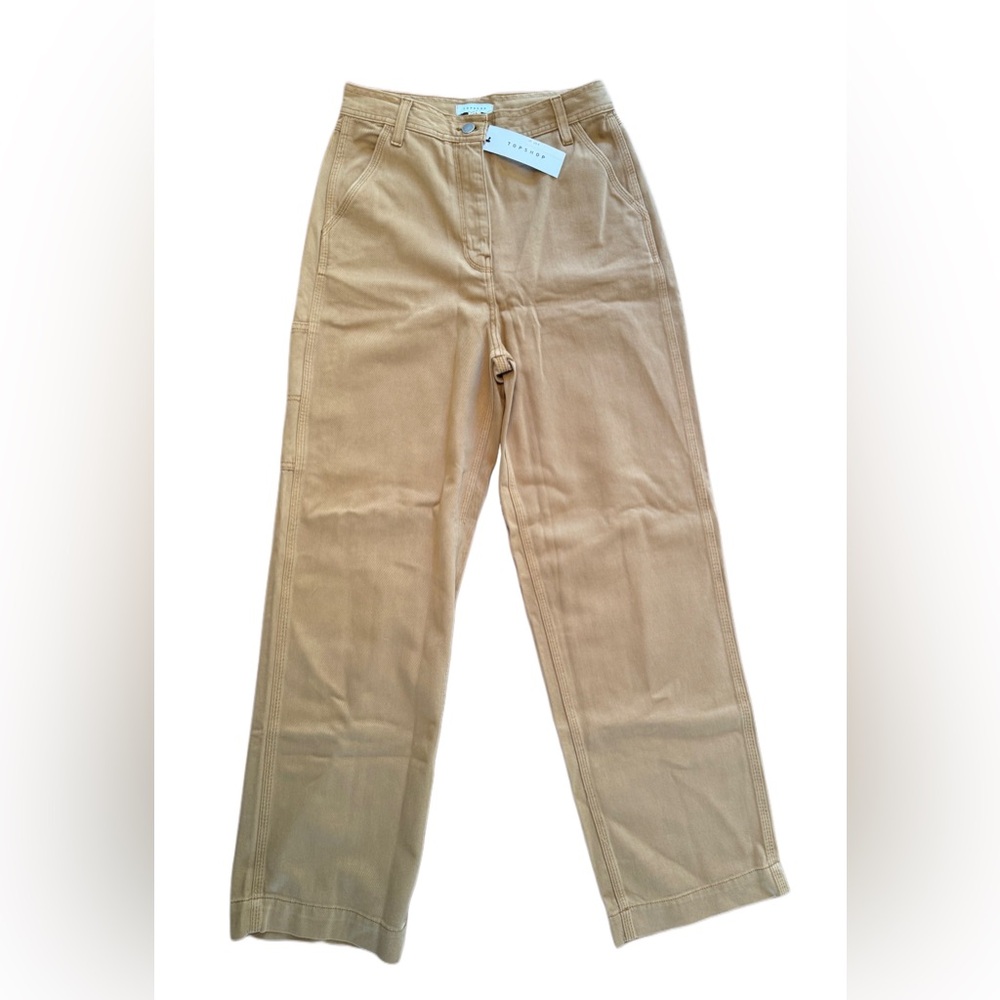 Top Shop co-ord straight leg casual trouser cargo in washed camel size US 6 NWT